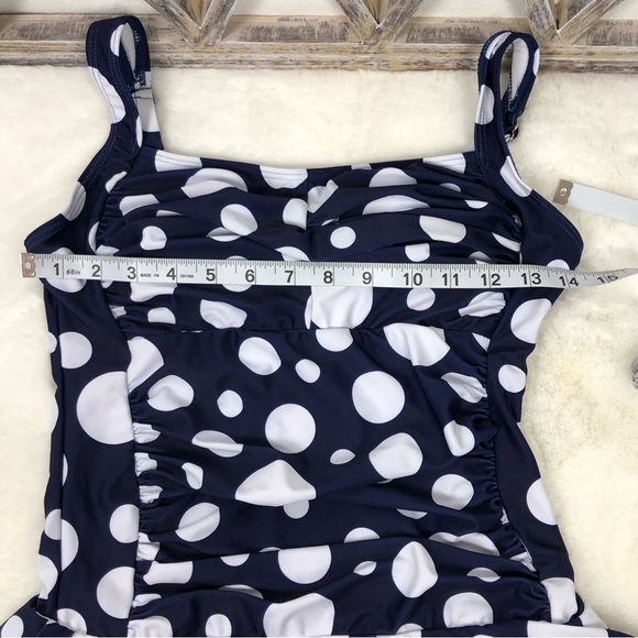 Zeraca Classic Luxury retro style polka dot bathing suit Med blue/ white - Picture 7 of 12